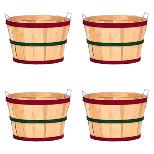 Red & Green Banded Bushel Basket Case of 4
