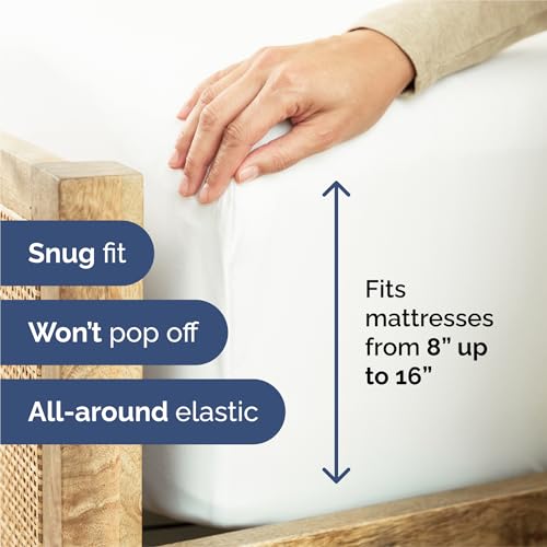 Image of Split King 7 Piece Bed Sheet Set - Comfy, Breathable & Cooling - White | Ultra-Soft Hotel Luxury Bedding Set w / 8-16 Inch Deep Pockets, 1 Flat & 2 Fitted Sheet & 4 Pillowcases, Wrinkle & Fade Free