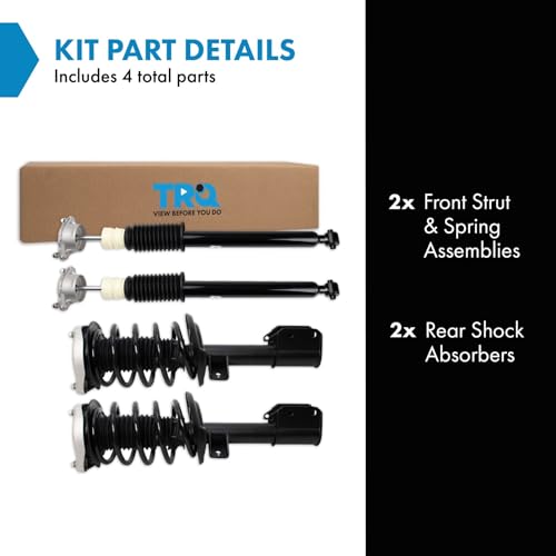 Image of TRQ Front and Rear Complete Strut Assembly & Shock Absorber Kit Complete Strut & Coil Spring Assembly Compatible with 2013-2015 Mercedes-Benz GLK250 2010-2015 GLK350