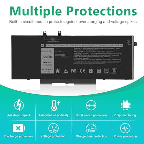 Image of ASUNCELL 68Wh 3HWPP Laptop Battery Replacement for Dell Latitude 5401 5410 5411 5501 5510 5511 Precision 3541 3551 Inspiron 7706 2-in-1, 17 7500 /7506 2-in-1 Black 10X1J N2NLL 1VY7F 451-BCMN 15.2V