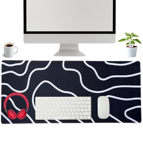 Image of Saco XXL Gaming Mouse Pad for PC - Large Desk Mat 900x400x3mm, Extended Non-Slip Rubber Base, Waterproof Surface, Topographics Design, Big Keyboard Mouse Pad for Office & Home Setup