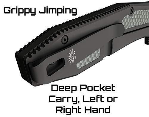 Off-Grid Knives - Scorpion Blackout V2, M390 Blade Steel, 6Al4V Titanium Scales, Dlc, Carbon Fiber Inlays, Ceramic Ball Bearings, Deep Carry Left And Right (Blackout) #TOP3