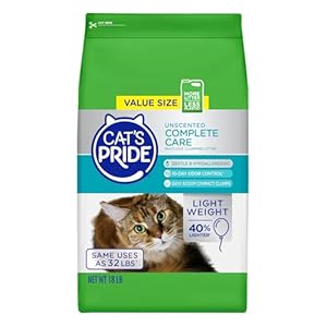 Cat’s Pride Premium Lightweight Clumping Litter: Complete Care – Up to 10 Days of Powerful Odor Control – Hypoallergenic – Multi-Cat, Unscented, 18 Pounds