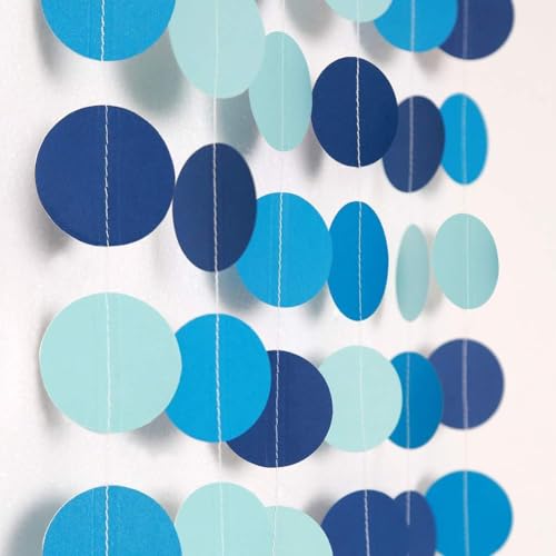 Decor365 Blue Circle Dot Garland Summer Under The Sea Party Decoration Pool Beach Ocean Bubble Streamer Hanging Banner Baby Shower Wedding Mermaid Birthday Kids Room Decor
