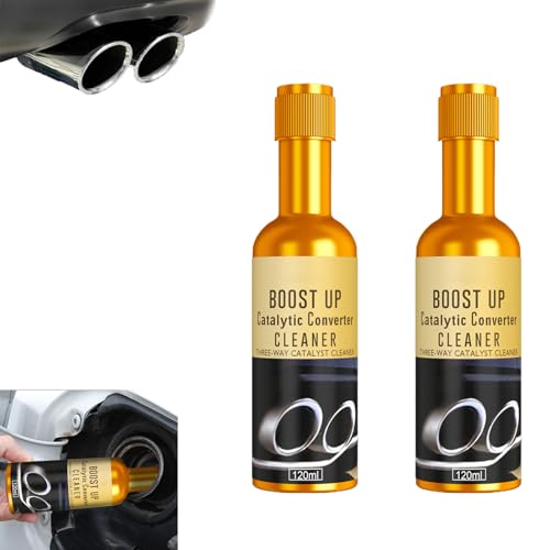 Fuel System Cleaner for Gasoline Engines, Engine Boost Up Cleaner Catalytic Converter Cleaner, Fuel and Exhaust System Cleaner Oil Carbon Removal Treatment Additive for Gasoline and Diesel Car (2 PCS)