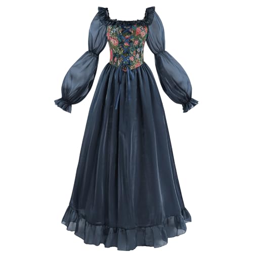 Image of NSPSTT Women Girls American Pioneer Colonial Dress Prairie Costume
