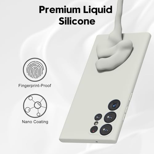 Image of DIZORO Microfiber Candy Case Compatible for Samsung S24 Ultra 5G Smooth Touch Cushion Liquid Soft Silicone Gel Rubber Phone Cases Non-Slip Full Body Protective Shockproof Back Cover Stone Grey
