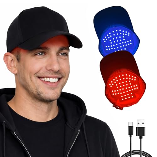 LLLT Laser Hair Growth Cap, Rechargeable Portable Laser Hair Growth Cap to Promote Hair Growth, Black