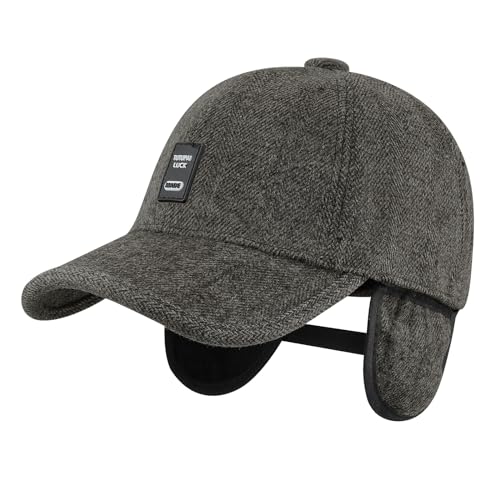 Gorra térmica de invierno para hombre con visera y orejeras de lana 4
