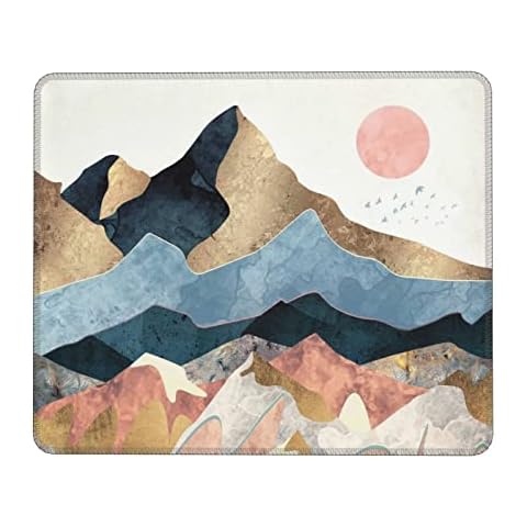 Mountain Sunrise Square Cute Mouse Pad,Mouse Pads for Wireless Mouse Desk Accessories,10"X8"Travel Mousepad with Non-Slip Rubber Base, Stitched Edge Mouse Pads for Desk, Computers, Laptop, Office Cover