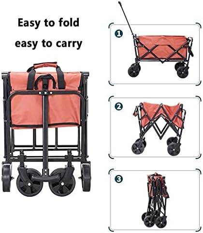 Outdoor Folding Utility Wagon Utility Trolley Beach Wagon, Portable Trolley with All-Terrain Wheels and Adjustable Push Handle, Camping Trolley, Load-Bearing 60kg / 132lbs