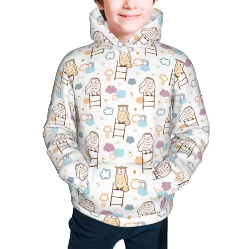 Cartoon Owl Kid Hoodies Boys Sweatshirts Girls Pullover with Pocket3