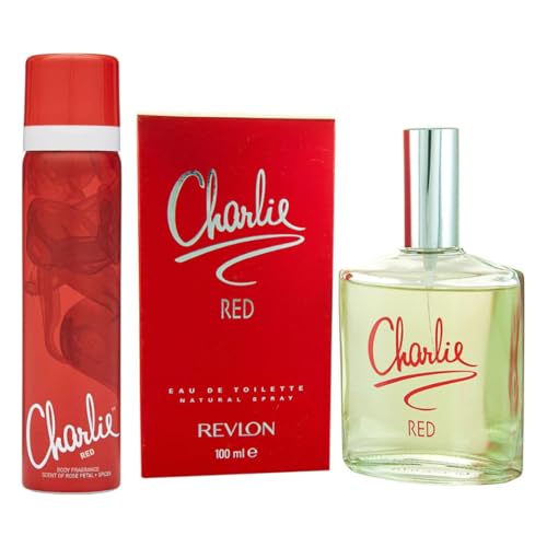 Charlie Red 2-Pack Body Spray 75ml and Eau De Toilette Womens Perfume 100ml. Body Sprays and Perfume for Women. Perfume and Body Spray Set for Women on the Go.