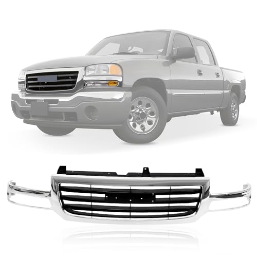 CarPartsDepot Front Grille Grill Fits GMC Sierra 03-07 Chrome Black | Direct fit automotive replacement grille for 2003-2007 Verify Vehicle Fitment Before Purchase GM1200475 19130791 product thumbnail 10