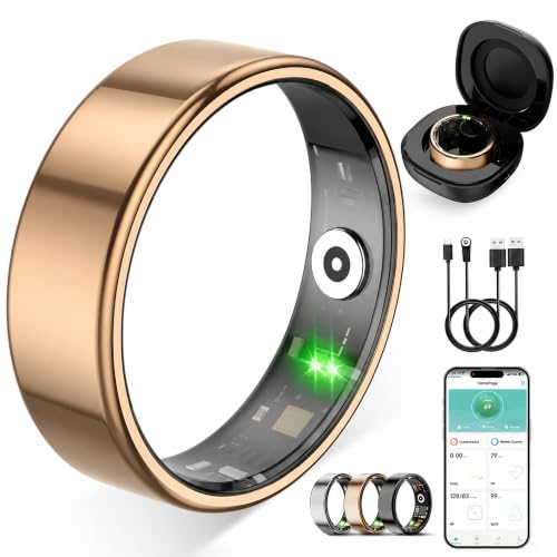 Image of Smart Ring for Women Men, Fitness Tracker Ring with Free App No Subscription Fee, 7 Days Battery Life, Sleep Monitor, Heart Rate & Step Tracker, IP68 Waterproof, Android /iOS Compatible(Rose Gold, 11)