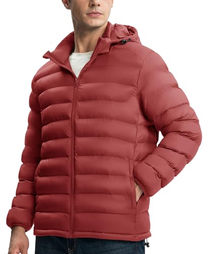 Image of Gopune Men's Lightweight Puffer Jacket Detachable Hooded Water Resistant Puffy Winter Down Jackets for Snow Ski Travel