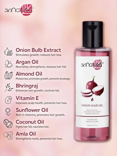 Image of Skinatura Onion Hair Oil For Men & Women | Treats Hair Fall | Long Strong Lustrous & Healthy Hairs (110Ml) (Pack of 5)