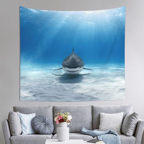 Tapisserie requin tigre deco de chambre tenture murale imprimee 152x130