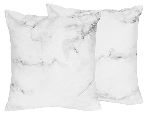 Sweet Jojo Designs Lot de 2 housses de coussin décoratives en marbre (coussins non inclus) - Gris, noir et blanc - Unisexe Cover