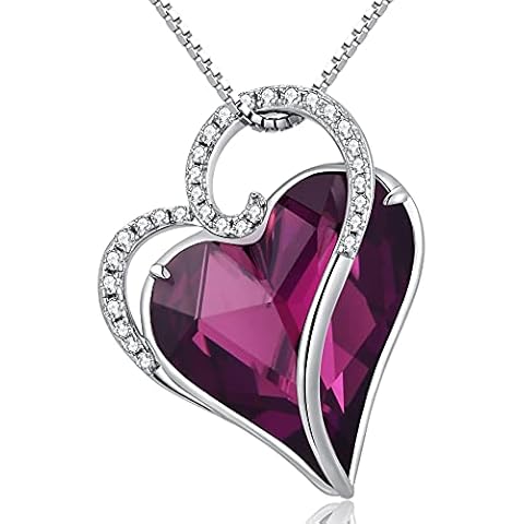 ZowBinBin Forever Love Heart Pendant Necklaces for Women 18K White Gold Plated Sterling Silver Crystals Birthstone Pendant Necklace Use From Swarovski Cubic Zirconia Birthday Gifts for Women Cover
