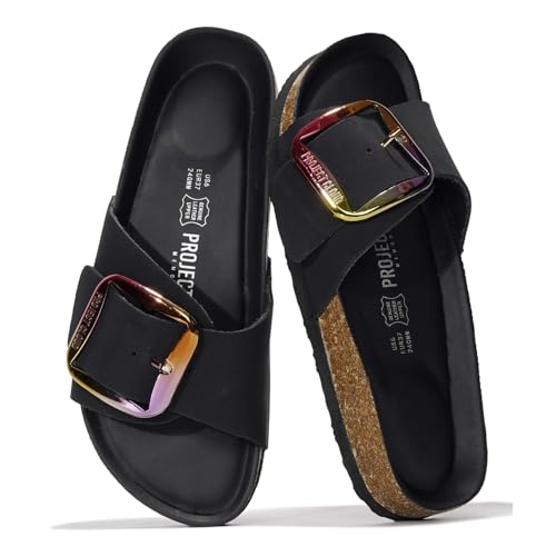 Image of Project Cloud 100% Genuine Leather Sandals Women Dressy Beach Essentials Slides for Women Footwear - Lightweight with Memory Foam Insole Sandals for Women 2026 - Womens Slides