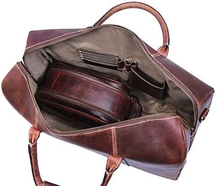 Leather Travel Duffle Bag with Toiletry Dopp Kit | Gym Sports Bag Airplane Luggage Carry-On Bag | Gift for Father's Day By Aaron Leather Goods (Walnut) 4 Leather Travel Duffle Bag with Toiletry Dopp Kit | Gym Sports Bag Airplane Luggage Carry-On Bag | Gift for Father's Day By Aaron Leather Goods (Walnut)