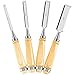 LeTkingok 4Pcs Wood Sculpture Flat Chisel- Chrome Vanadium Steel Blade Solid Wood Handle DIY Woodworking Hand Tool Width 6MM/12MM/18MM/25MM