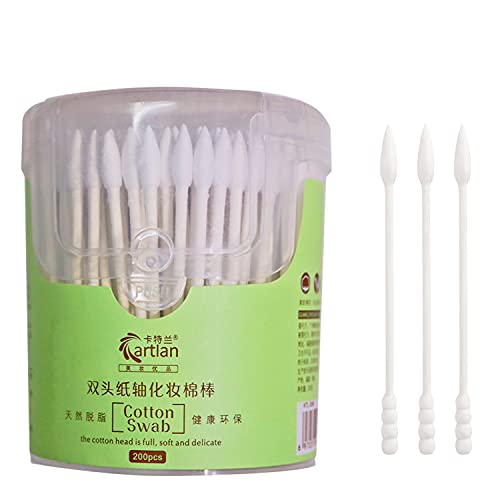 200Pcs Cotton Swabs Double Tipped Cotton Buds Spiral Head Multipurpose Safe Highly Absorbent Hygienic Cleaning Sterile Sticks