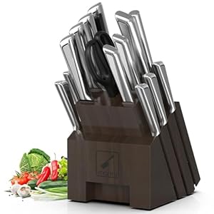 imarku Knife Set, 16-Piece Premium Knife Sets for Kitchen with Block,Japanese Stainless Steel Kitchen Knife Set,Knife Block Set with Kitchen Sharpener, Dishwasher Safe (Gray)