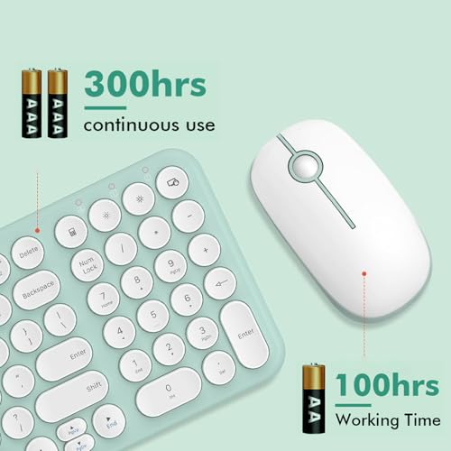 Wireless Keyboard and Mouse Combo,XTREMTEC 2.4GHz Quiet Slim Cute Round Keycap Compact Size Green Kawaii Cordless Retro Keyboard Mouse Set Home Office Accessories for Mac/Windows(Macaron Green) by xtremtec - Used condition - Image 6