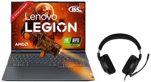 Image of Lenovo Legion 5 Pro AMD Ryzen 7 5800H 16 inch (40.64cm) QHD IPS 165Hz 500Nits Gaming Laptop (16GB /1TB SSD /Win 11 /Office 2021 /NVIDIA RTX 3060 6GB /Storm Grey /2.45Kg), 82JQ011FIN + H200 Gaming Headset