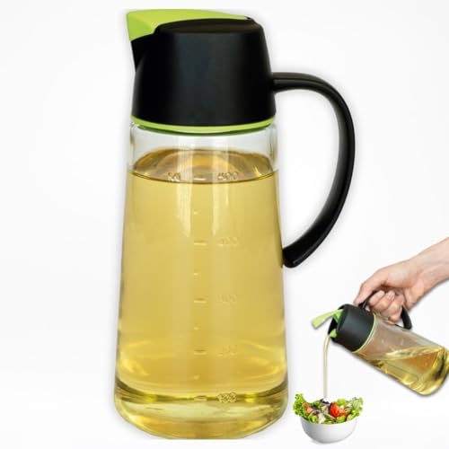Dispensador de Aceite Antigoteo de Cristal - 570ml, Ergonómico y Multifuncional - Ideal para Aceite y Vinagre, Apto para Lavavajillas- Perfecto para cocina moderna