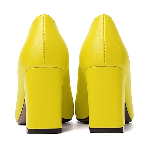 Image of MODENCOCO Womens Sexy Formal Matte Slip On Square Toe Work Block High Heel Loafers Shoes 3.5 Inch