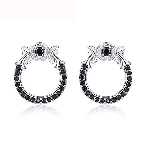 Pendientes de compromiso de flores de plata para regalo mujer