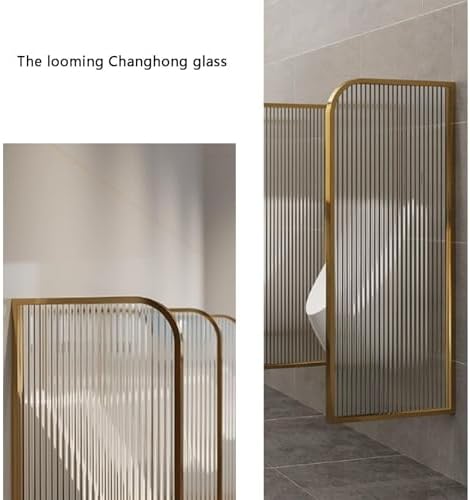 Stylish Wall Mounted Urinal Partitions 3 Pack Tempered Glass & Stainless Steel Dividers for Men's Restrooms Elegant Gold Finish Modern Bathroom Accessories