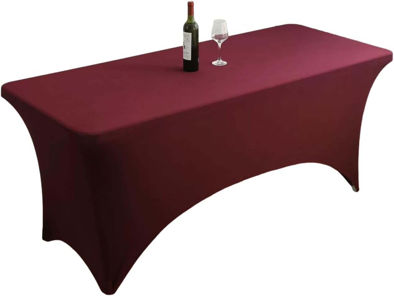 KIJyfgTR Fitted Rectangular Stretch Tablecloth, Ideal For Parties, Events And Banquets(Burgundy,6FT 183x76cm)