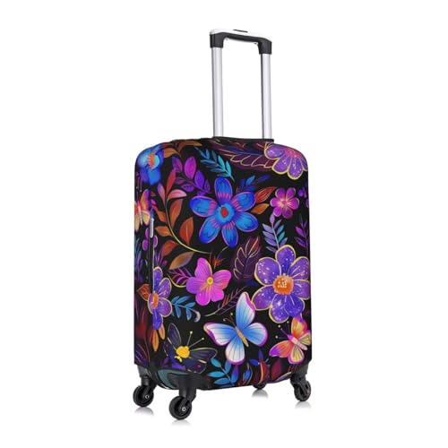 Colorful Flower Butterfly Luggage Cover Washable Suitcase Cover Anti-Scratch Luggage Protector Covers Elastic Luggage Identify for Suitcase S fits 18-21 Inch Luggage3