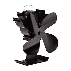 Upgrade 4-Blade Heat Powered Fan for Wood Burning Stove Log Burner Fireplace – Eco Friendly and Efficient Fan (Black)