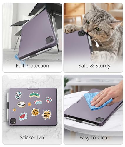 Image of BABG for iPad 10th 11th (A16) Case with Keyboard&iPad Air 11(M4,M3,M2),360Swivel,7 Use Modes,Rainbow Backlight Keyboard for iPad Pro 11(1st /2nd /3rd /4th Gen)&iPad Air 5th /Air 4th-Dark Purple