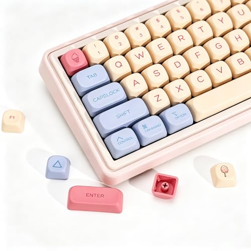 Image of KBDiy Marshmallow KOA Profile Keycaps Set,Dye-Sublimation PBT Pink Cute Custom Keyboard Keycap,141 Key Cap Set for Cherry Gateron MX Switches Mechanical Keyboards