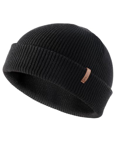 FURTALK Fisherman Beanie for Men Women 2 Styles Cuffless or Cuffed Knitted Unisex Winter Hat Outdoor All-Day Warmth Black