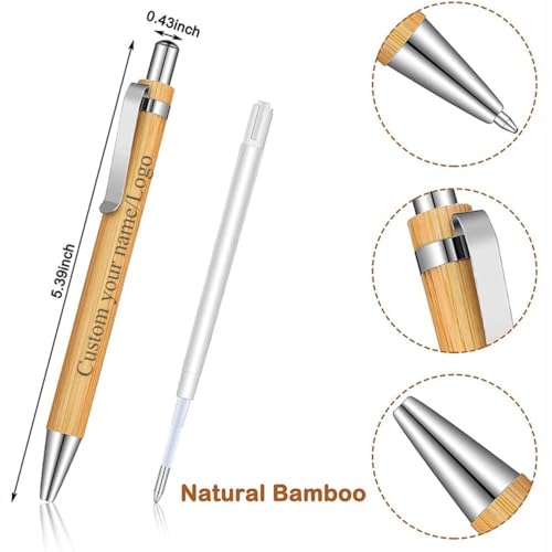 Stylo rétractable en bambou encre noire pour fournitures de bureau - 3
