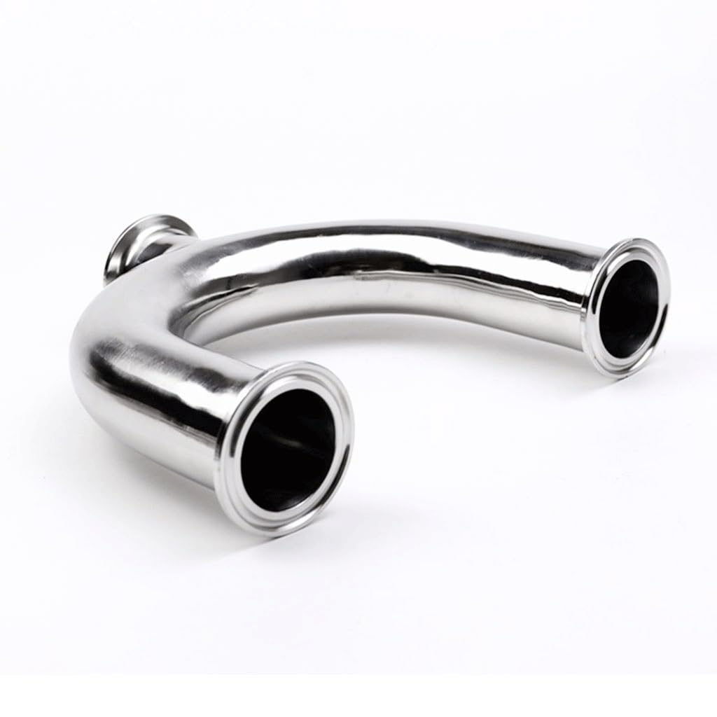 NUGEN 1 Uds. Accesorios De Tubería Sanitaria En Forma De U De 3 Vías 304 De Acero Inoxidable, Triple Abrazadera, For Mejoras En El Hogar, Conectores De Manguera De Codos (Size : 51mm Ferrule 64)