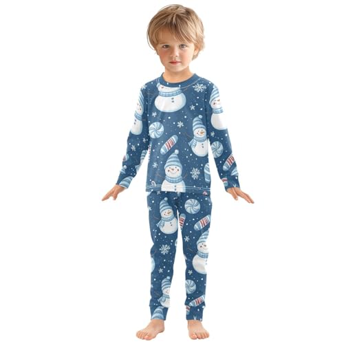 Pajama Sets Long Sleeve Snowman Candy Cane Snowflakes Soft Comfy Sleepwear 2 Piece PJS 3-8T2