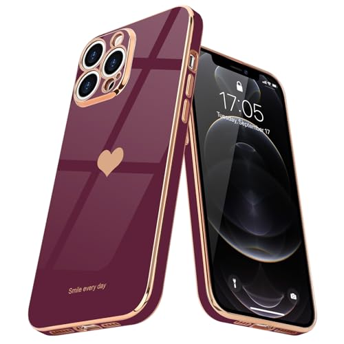 Teageo Funda para iPhone 12 Pro Max para mujeres y niñas, bonito corazón de amor, cubierta trasera suave, protección de cámara elevada, funda de silicona a prueba de golpes para iPhone 12 Pro Max,
