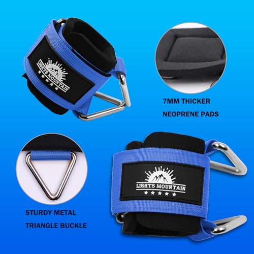 Image of Adjustable Wrist Cuffs Neoprene Padded Straps for Cable Machines Strength Training Equipment