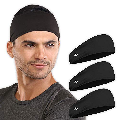 Mens Headband - Sports & Workout Sweat Head Bands - Athletic Sweatbands for Running, Basketball, Exercise, Yoga, Cycling, Tennis, Baseball, Football - Performance Stretch Hairband & Moisture Wicking