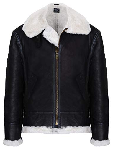 Infinity Leather Herren Creme B3 Shearling Schaffell WW2 Bomber Leder Fliegende Fliegerjacke 3XL