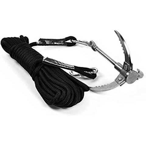 Cyfie Grappling Hook with Rope, Stainless Steel Sawtooth 3 Claw Hook Carabiner, Grappling Hooks Heavy Duty for Grab Branches, Magnet Fishing, Salvage Underwater for Camping Hiking Outdoor Survival Cover