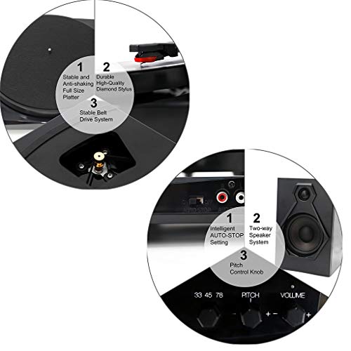 Tourne-Disque phonographe, Lecteur de Vinyle avec 2 Haut-parleurs stéréo séparés, Tourne-Disque Bluetooth, système HiFi… - Les Beatles, Paul McCartney, John Lennon, RIngo Starr, George Harrison Tourne-Disque phonographe, Lecteur de Vinyle avec 2 Haut-parleurs stéréo séparés, Tourne-Disque Bluetooth, système HiFi… – Image 4